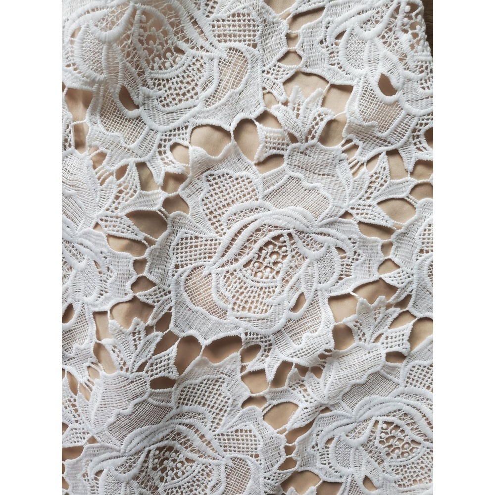 Lulus White Floral Crochet Lace Halter Sheath Dress Nude Lining NWT Large - Picture 6 of 14